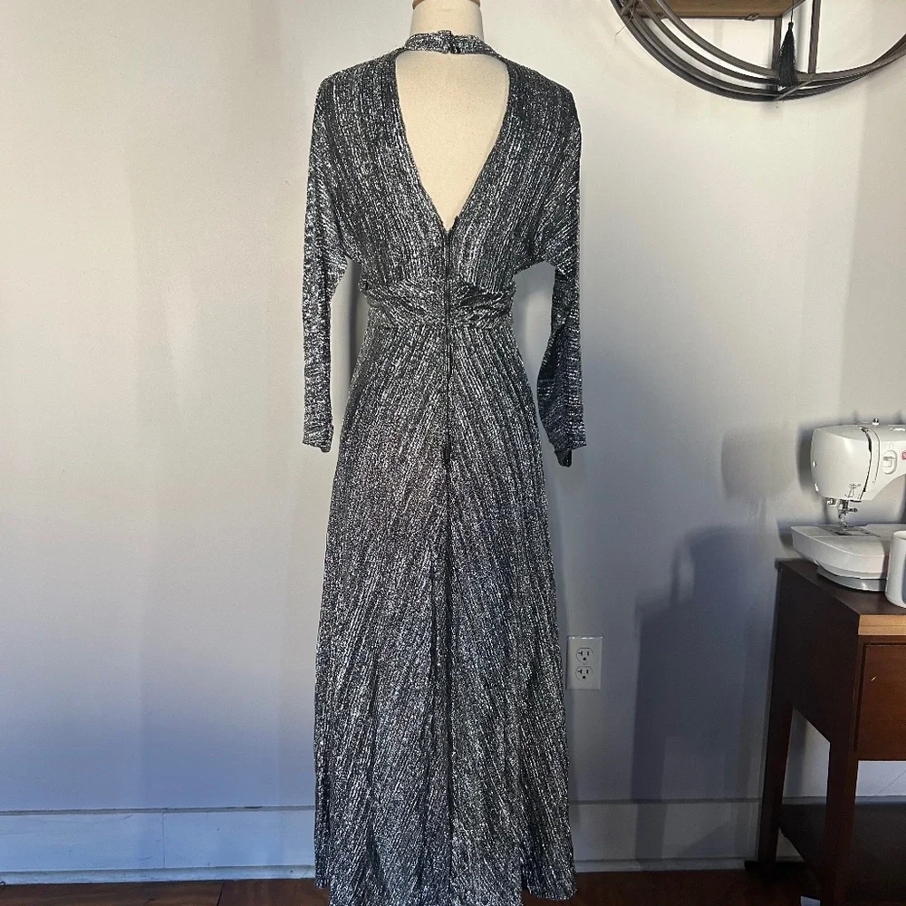 Vintage 70s Incredible Silver Metallic Maxi Dress - Picture 2 of 6